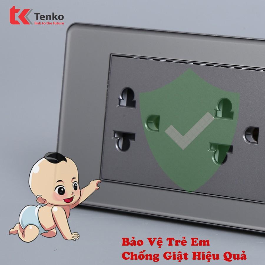 Công Tắc 1 Nút Âm Tường – Mặt PVC Trong Bo Viền Xám - Chống Xước, Chống Bạc Màu Tenko TK-C9-G001