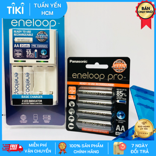 COMBO bộ sạc eneloop K-KJ51MCC20V và pin sạc eneloop pro vỉ 4 viên AA BK-3HCCE/4BV-Panasonic hàng chính hãng