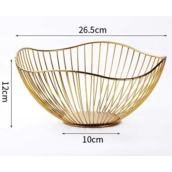Khay đựng trái cây bánh kẹo, chất liệu kim loại sang trạng, bền đẹp trang trí phòng ăn, phòng khách không có đế