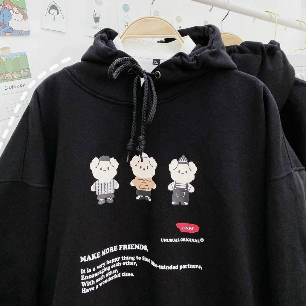 ÁO HOODIE - ÁO KHOÁC NỈ NGOẠI TAY PHỒNG Form Dơi (HD2390 - 3 Chú Gấu)