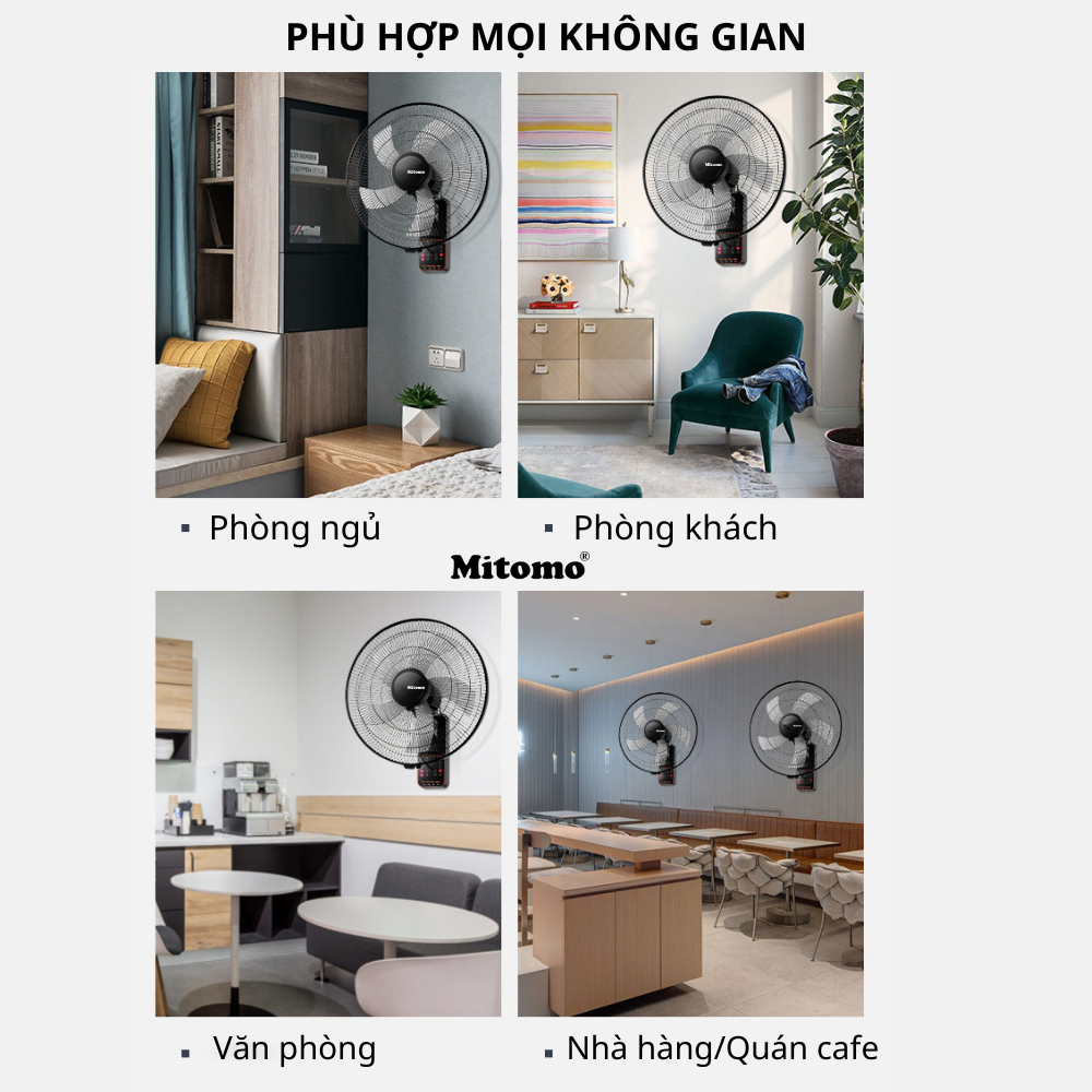 Quạt treo tường Mitomo FTT-60HE  hàng chính hãng