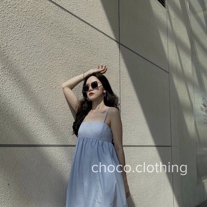 Đầm hai dây babydoll ngắn đi biển dáng rộng chất thô nhiều màu xinh xắn