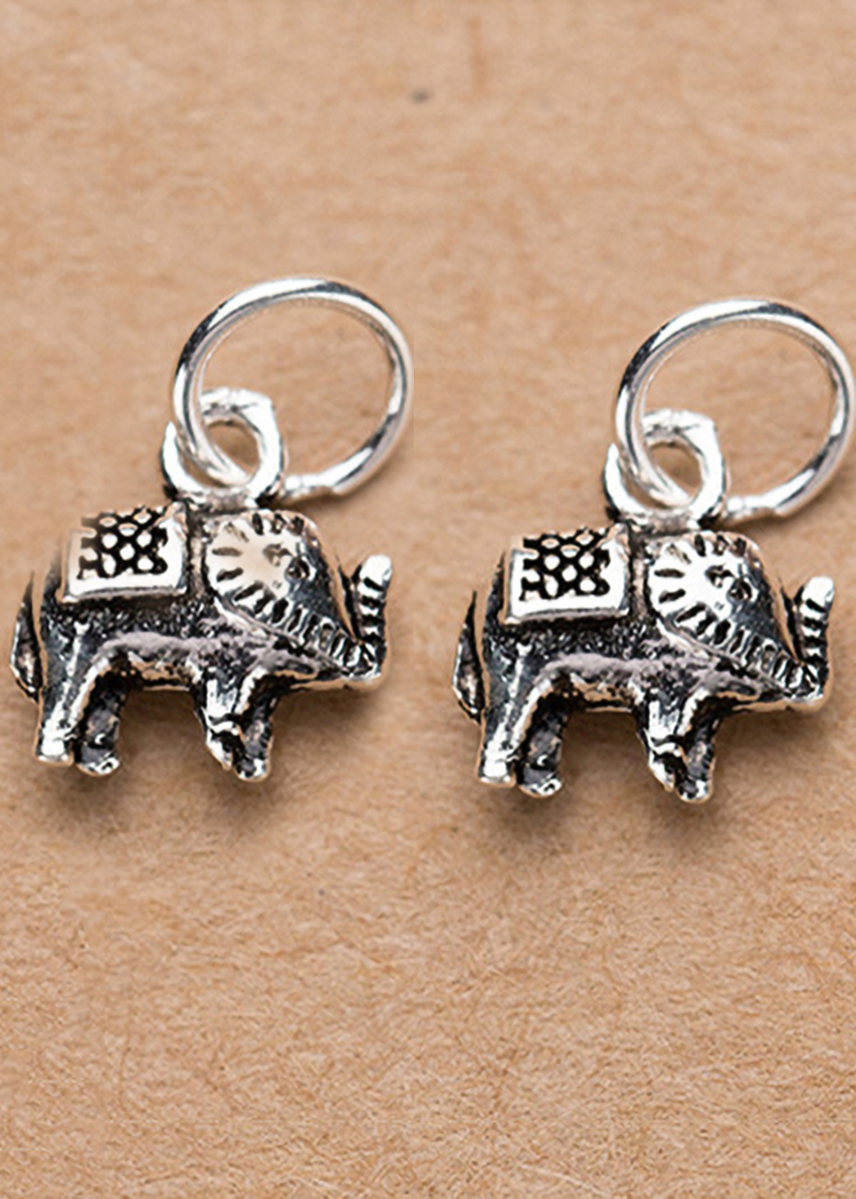 Combo 2 cái charm bạc hình con voi nhỏ treo - Ngọc Quý Gemstones