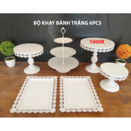 Bộ Khay Bánh Cakestand Bắc Âu Vintage bày bàn Tiệc Khai Trương, Sinh Nhật, Teabreak bánh ngọt 