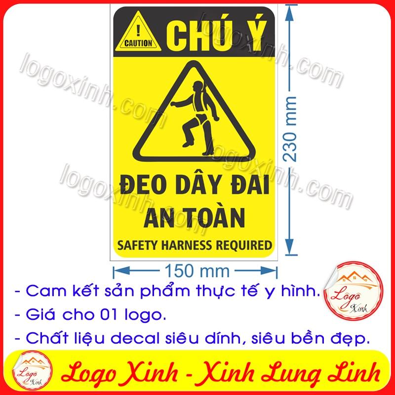 LOGO TEM STICKER BIỂN CẢNH BÁO YÊU CẦU ĐEO DÂY AN TOÀN - SAFETY HARNESS - BIỂN CẢNH BÁO AN TOÀN LAO ĐỘNG