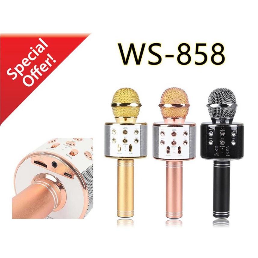 Micro Không Dây BLUETOOTH Tiện Dụng Chất Lượng Cao WS-858 ĐA NĂNG 6 TRONG 1 HÁT KARAOKE, BẢO HÀNH 3 THÁNG