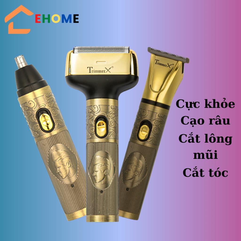 Máy cạo râu 2 lưỡi nam máy cắt lông mũi kiêm tông đơ cắt tóc không dây khung kim loại sạc tích điện cực khỏe