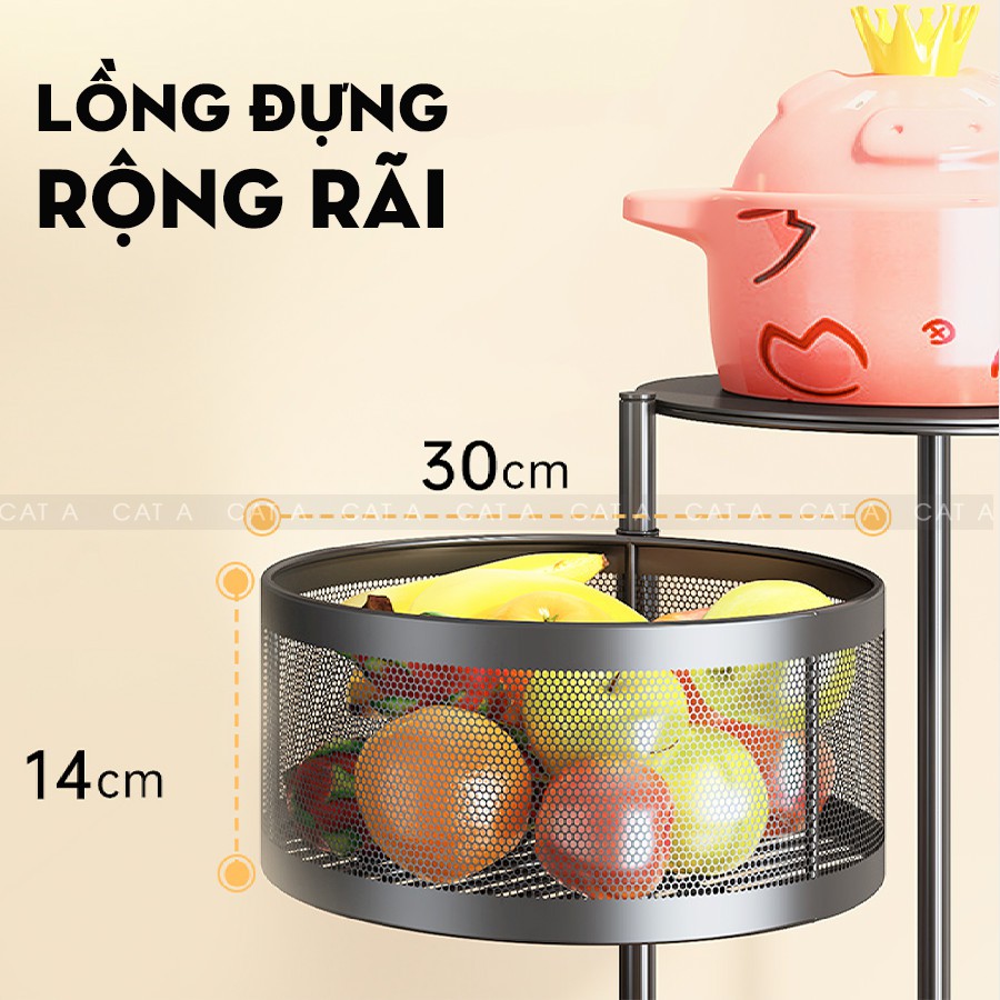 Kệ Xoay Đa Năng 4TẦNG Đựng Rau Củ Quả Và Đồ Gia Dụng , Không Cần Lắp Đặt, Chất Thép Không Gỉ, Xoay 360 Độ