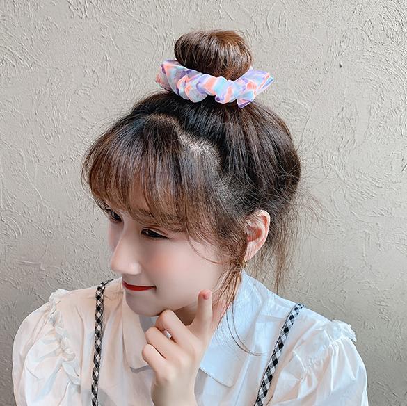 Dây buộc tóc Scrunchie kẻ ngang mầu sắc dễ thương HD83