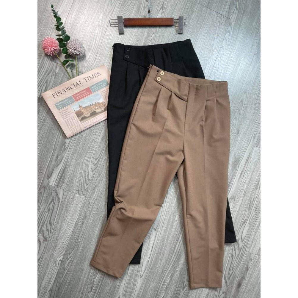 Thời trang quần quần Baggy nữ Cạp Cao Khóa Sườn Chất Vải Tuytsi Cao Cấp