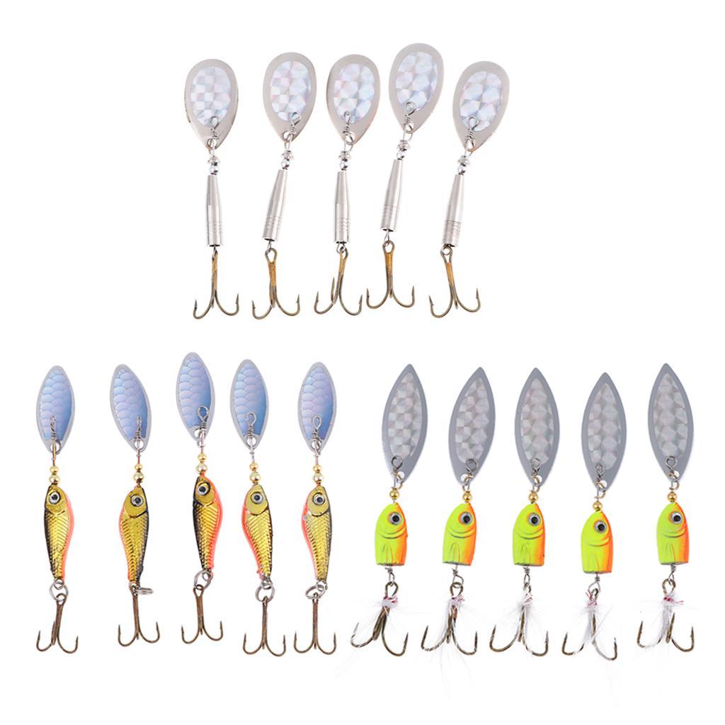 5pcs Fishing Lure Spinnerbait, Bass Trout Salmon Hard Metal Spinner Baits Kit
