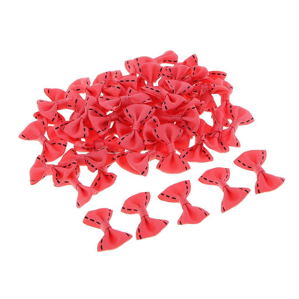 50 Pieces Satin Ribbon Bows Mini Embellishment Craft Artificial Applique Wedding Party