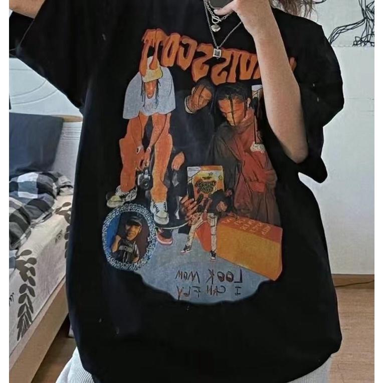 Áo Thun Travis Scott Vải Cotton 100% Phong cách Hip Hop Áo Phông Ulzzang