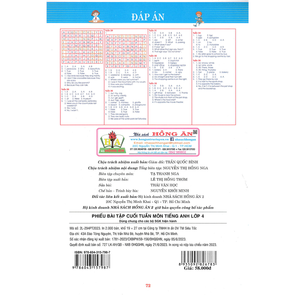 Combo Phiếu Bài Tập Cuối Tuần Môn Toán + Tiếng Anh Lớp 4