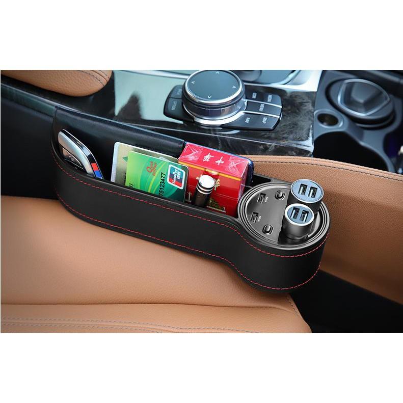 Hộp đựng đồ tích hợp bộ chuyển đổi nguồn 12V có 2 cổng USB cho ô tô BOX CAR - HanruiOffical