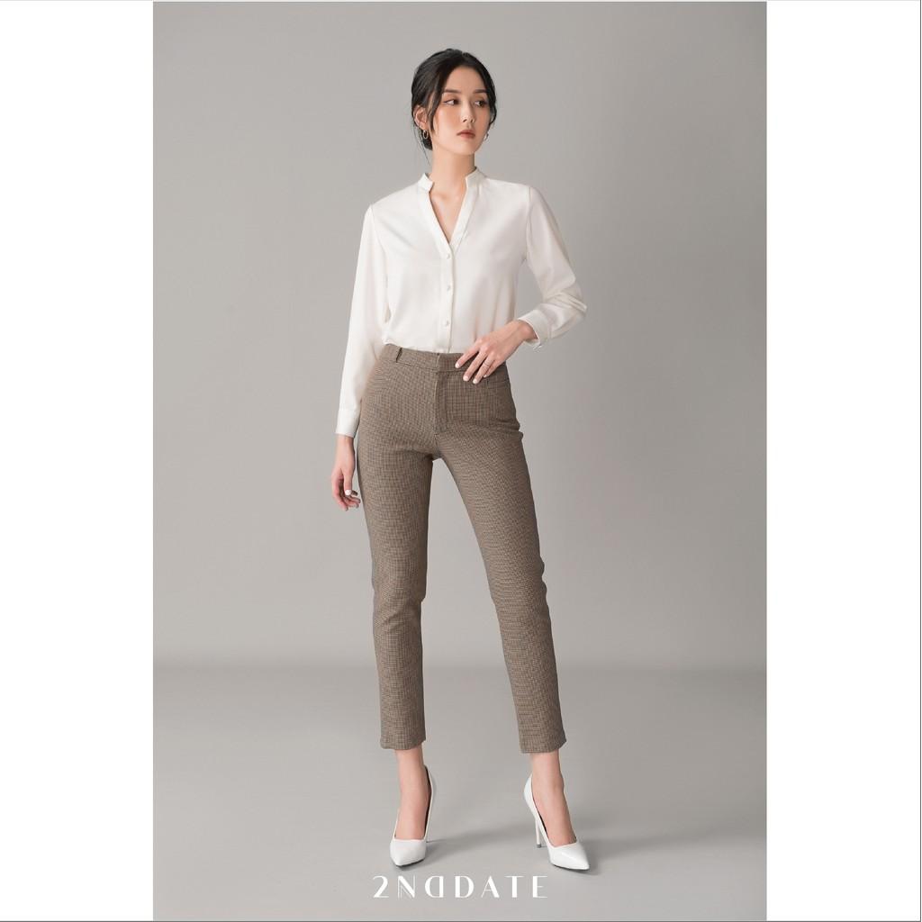 Quần Slim-fit nữ kẻ Houndstooth 2NDDATE TR009H