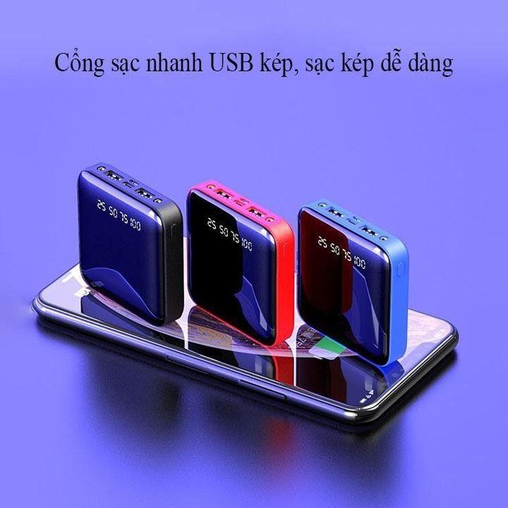 Pin sạc dự phòng mini 5000mAH bề mặt tráng gương đa màu sắc- bảo hành 6 tháng