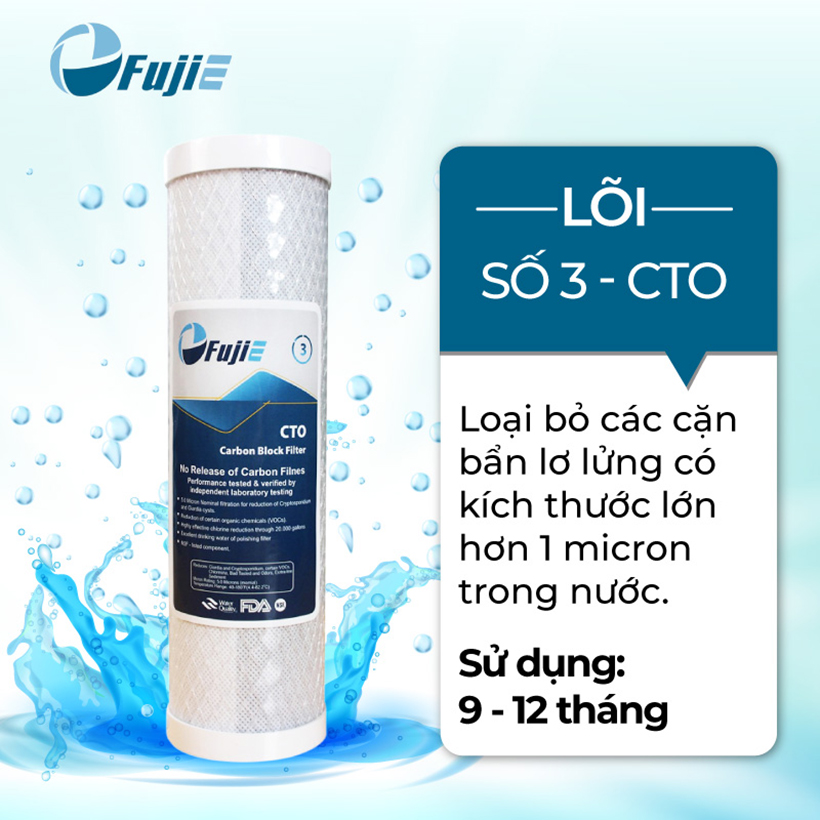 Lõi Lọc Nước RO FujiE CTO Số 3 - 10 Inch - Hàng Chính Hãng