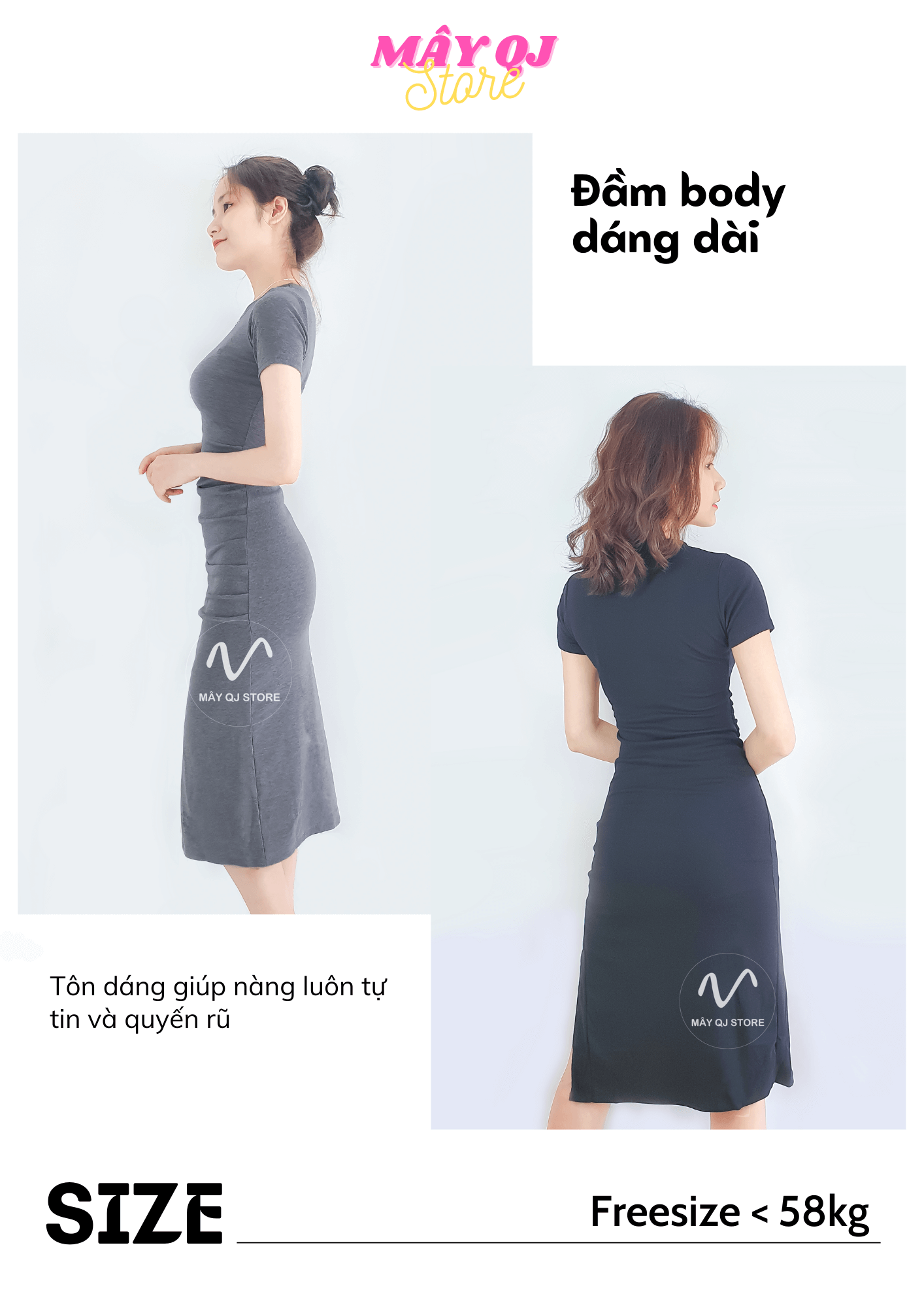 Đầm Nữ Ôm Body Tay Ngắn Dáng Dài Xếp Ly Eo Chất Vải Thun Cotton Mềm Mịn Quyến Rũ Freesize dưới 58kg