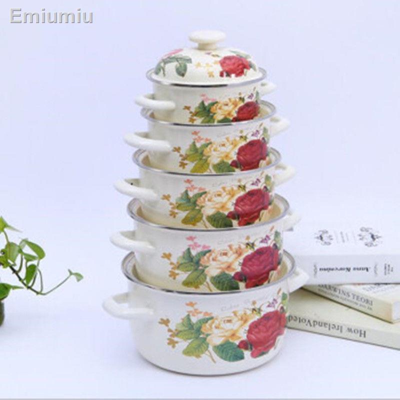 Nồi tráng men dày 16-24cm có nắp đậy tô mì ăn liền hai bên, tô trộn trái cây, nồi nấu phở, nồi hầm, bếp từ đa năng