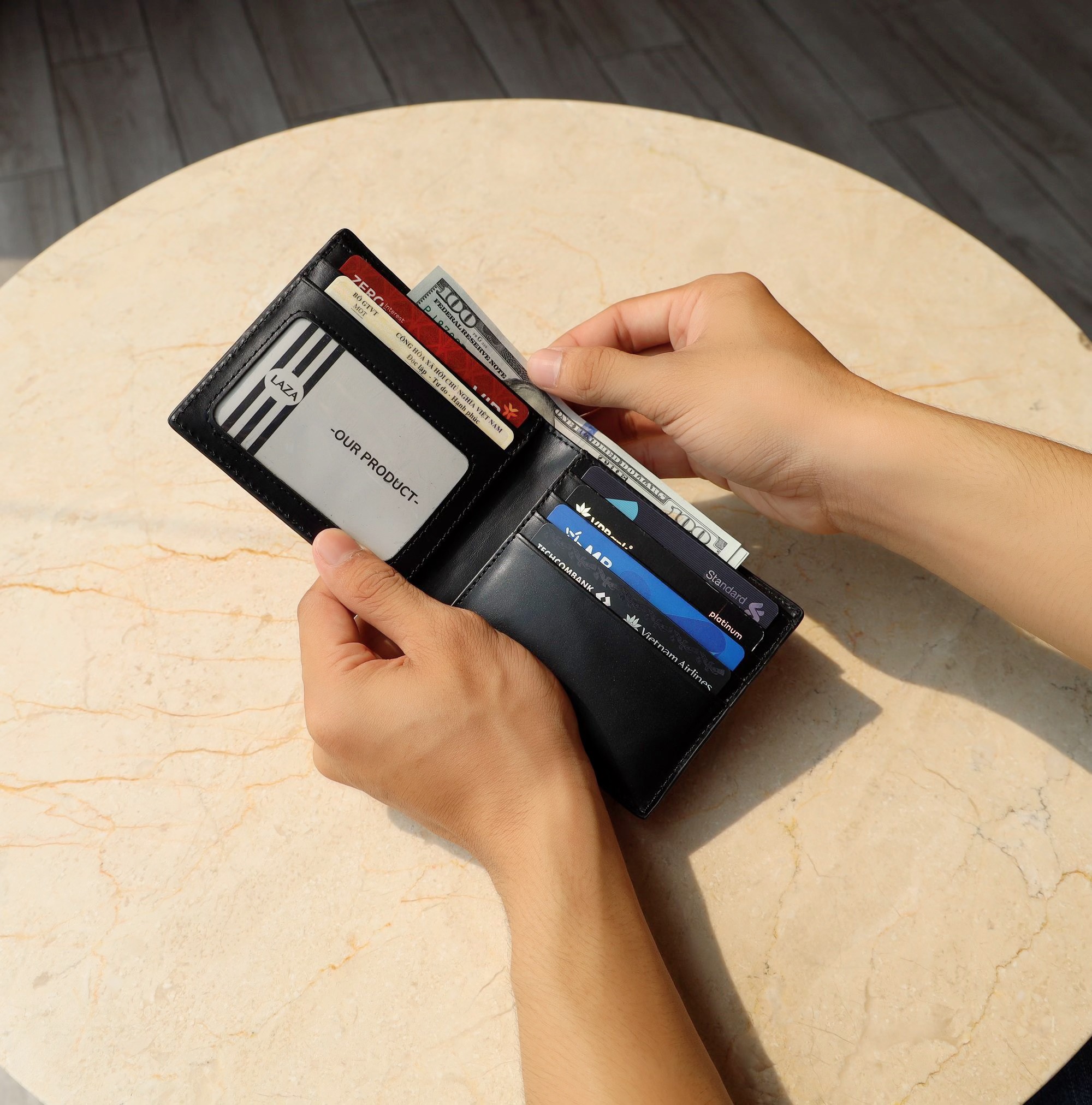 Ví da bò nam thương hiệu LAZA Bruss Wallet 568