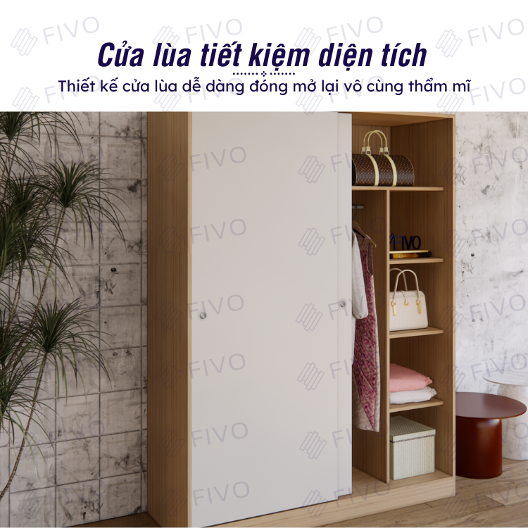 Tủ Treo Áo Quần Cửa Trượt Gỗ Chống Ẩm Cao Cấp FIVO Mã FC31 Nhiều Kích Thước Phù Hợp Với Mọi Không Gian