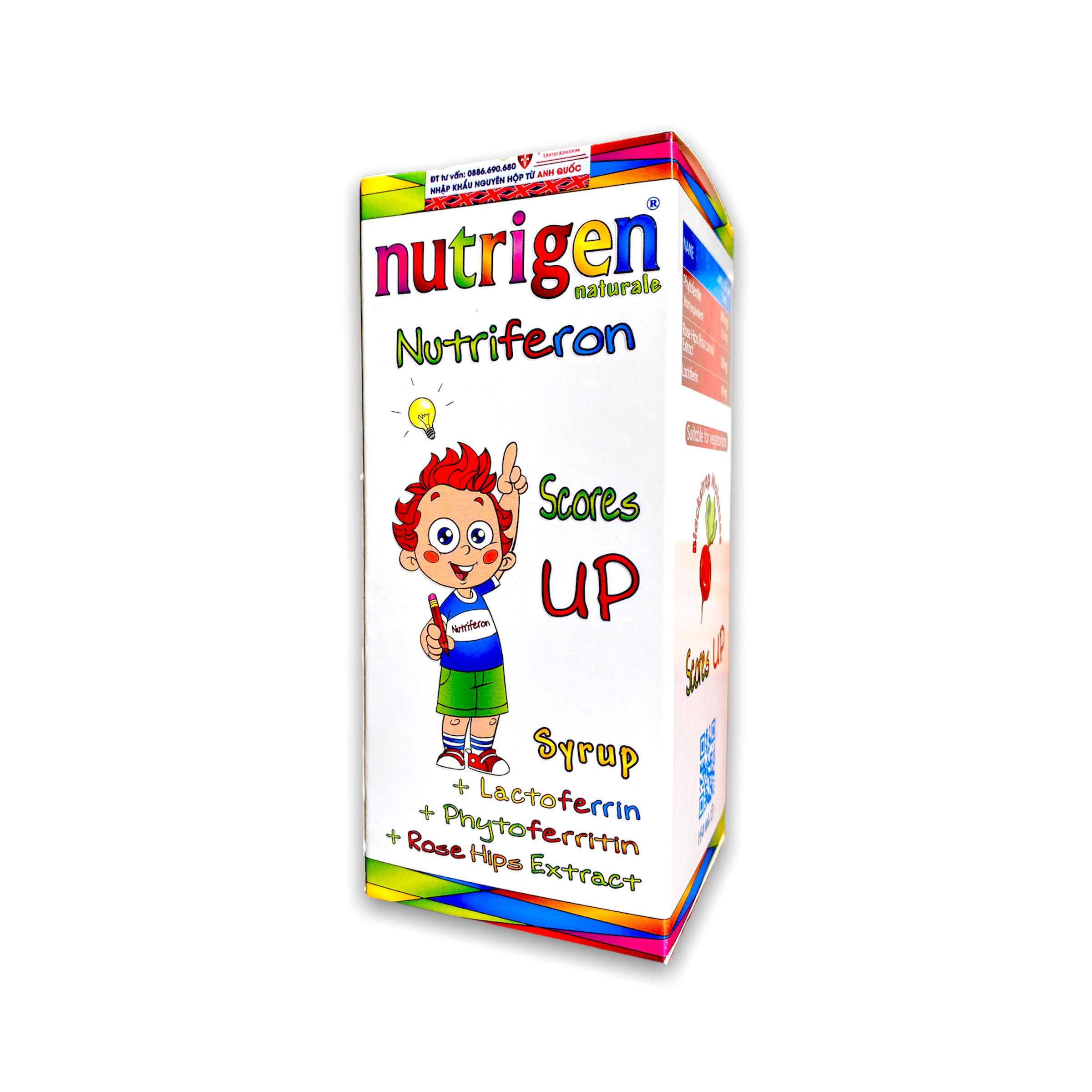 [MUA 1 TẶNG 1 XE ĐỒ CHƠI] KHI MUA 1 HỘP Nutrigen Naturale Nutriferon - Siro Bổ Sung Sắt, Lactoferrin Cho Trẻ Xanh Xao, Gầy Còm