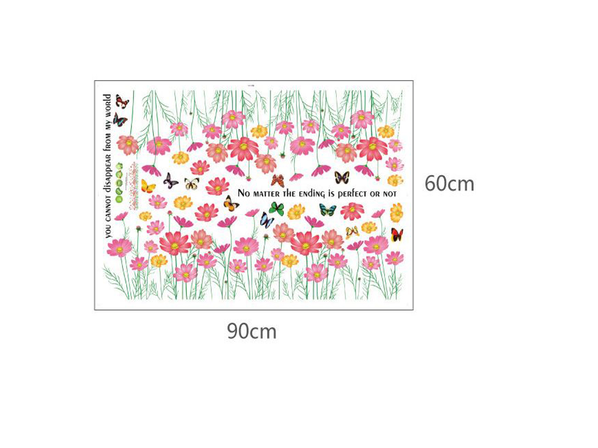 Decal dán tường chân rào hoa sắc màu ay870