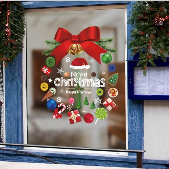 Decal trang trí Noel Hít Tĩnh Điện 2 mặt - VÒNG NƠ ĐỎ PHỤ KIỆN GIÁNG SINH