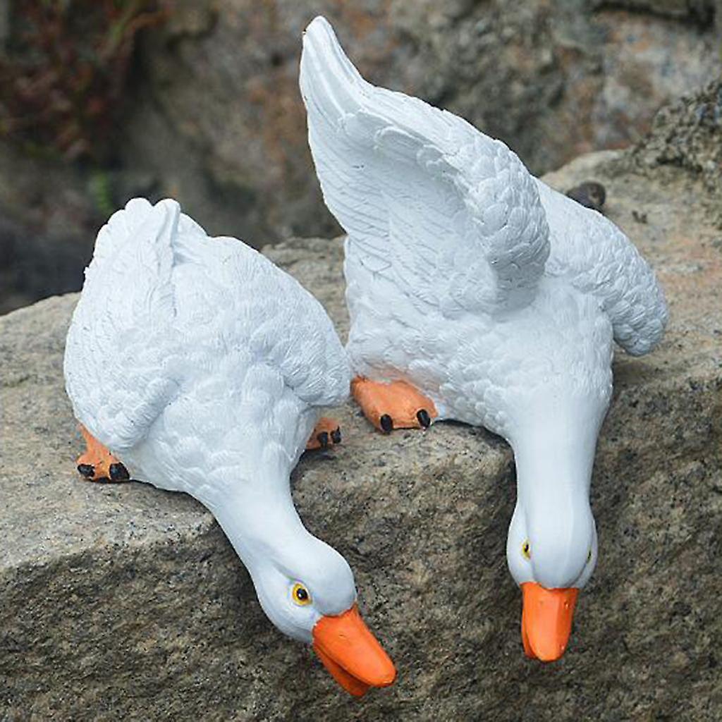 2pcs, handcraft sống động động vật rsein tượng trang trí sân vườn điêu khắc, vịt
