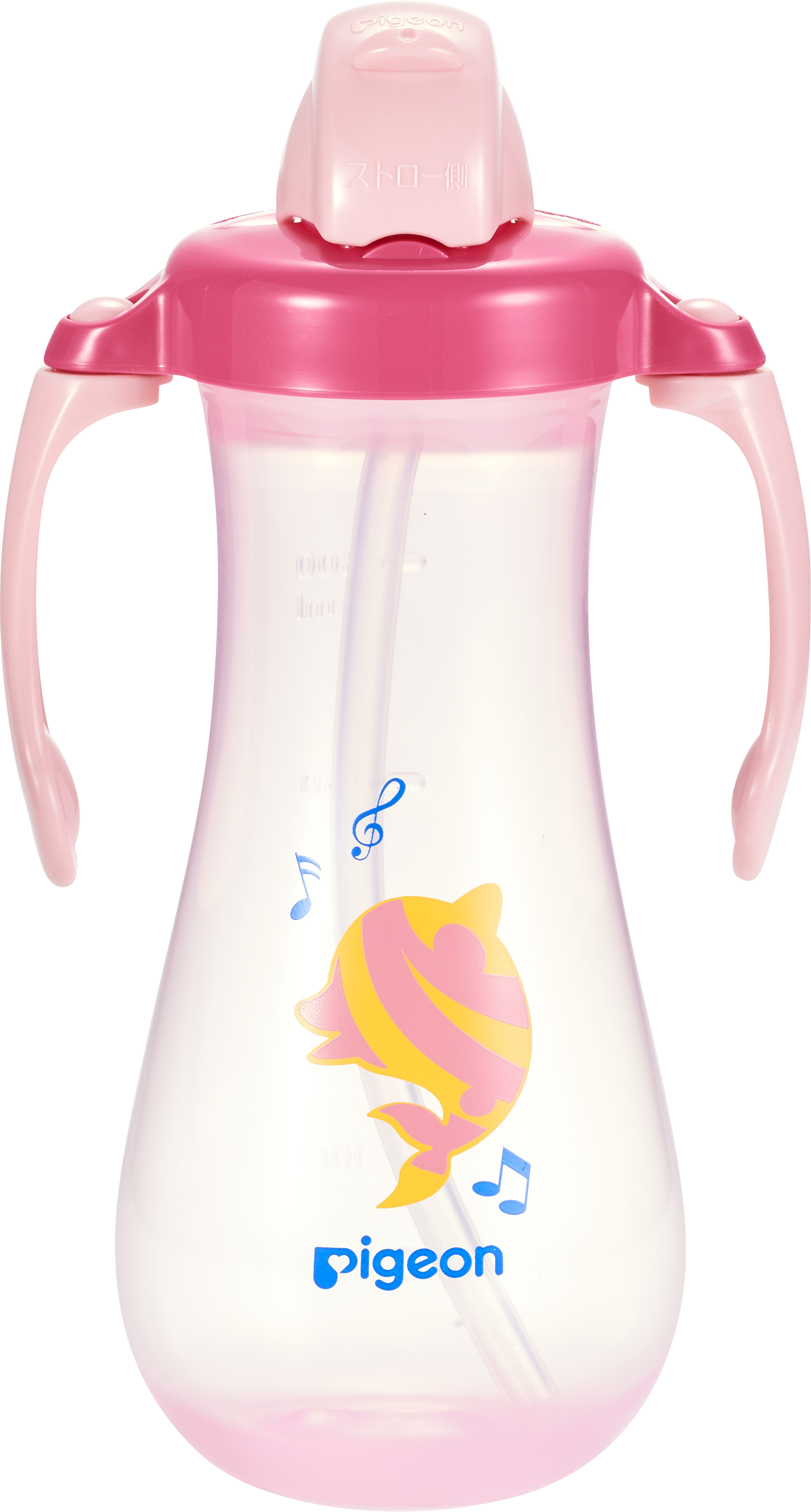 Bình uống nước ống hút có tay cầm Pigeon 300ml - Màu Xanh/ Hồng