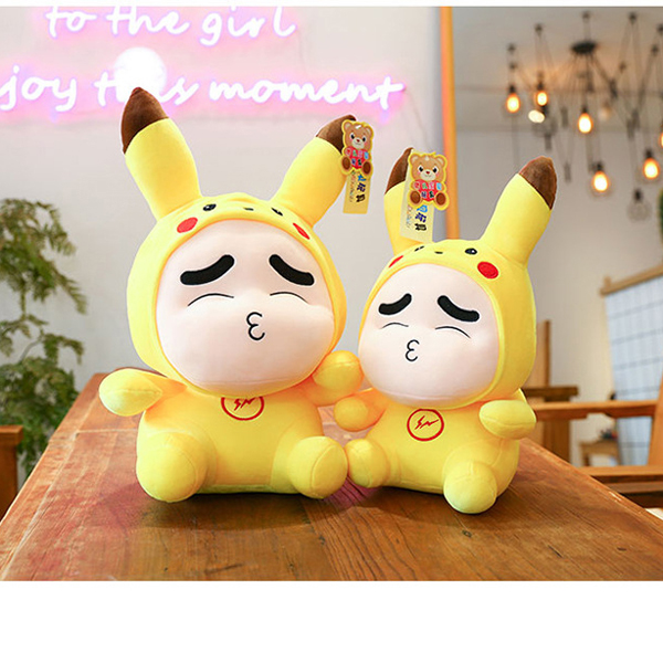 Gấu Bông Shin Cosplay Pikachu GB301 (Tặng 1 Móc Khóa Dây Da Pu Đính Đá Màu Ngẫu Nhiên)