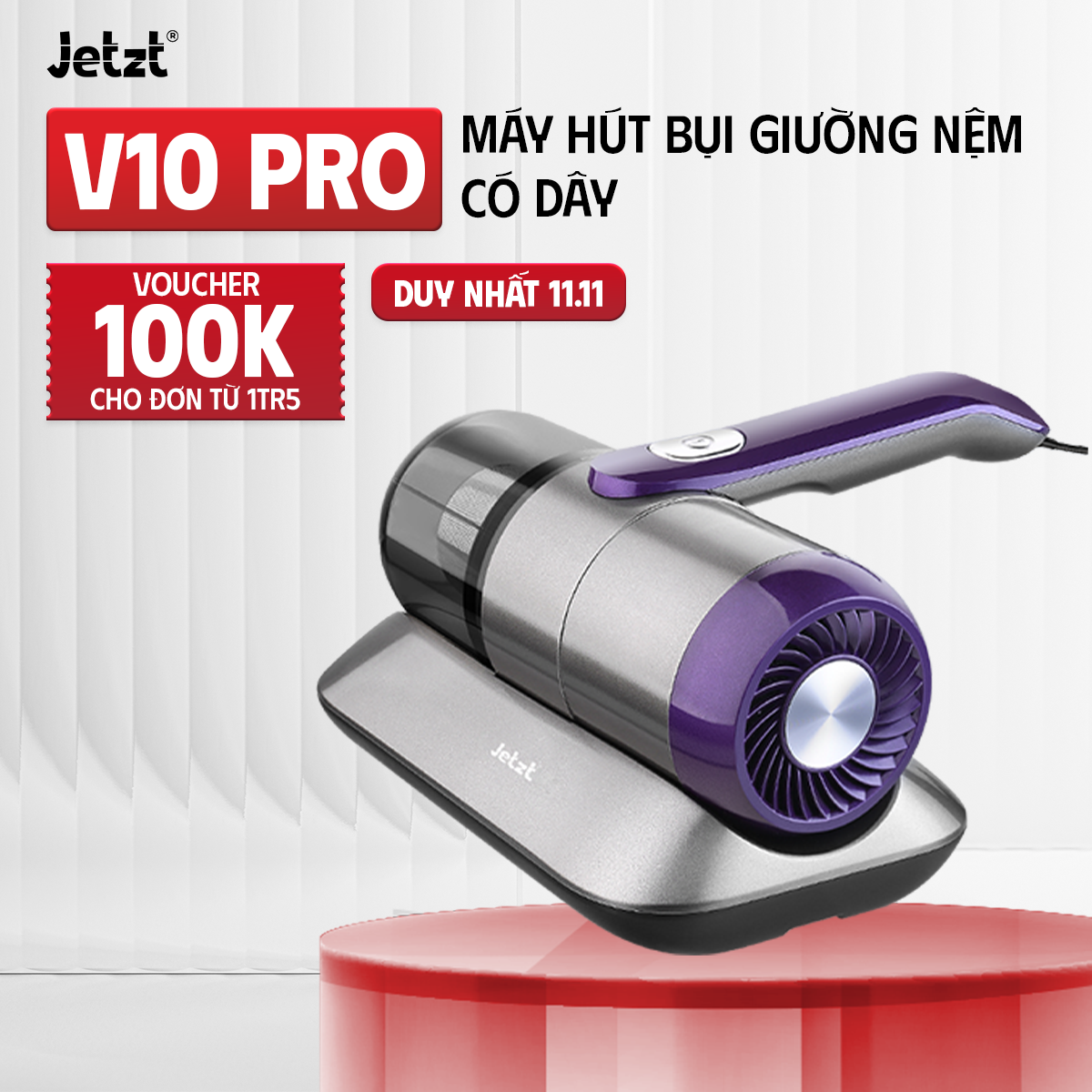Máy hút bụi giường nệm V10 PRO diệt khuẩn uv công suất 700W - Hàng chính hãng