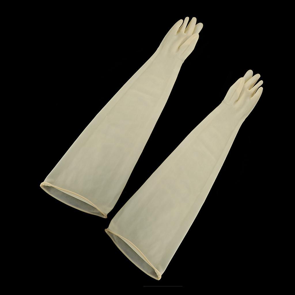 2x1 Pair 70cm Industrial Anti Acid Alkali Rubber Gloves Yellow 700x160x1.0mm