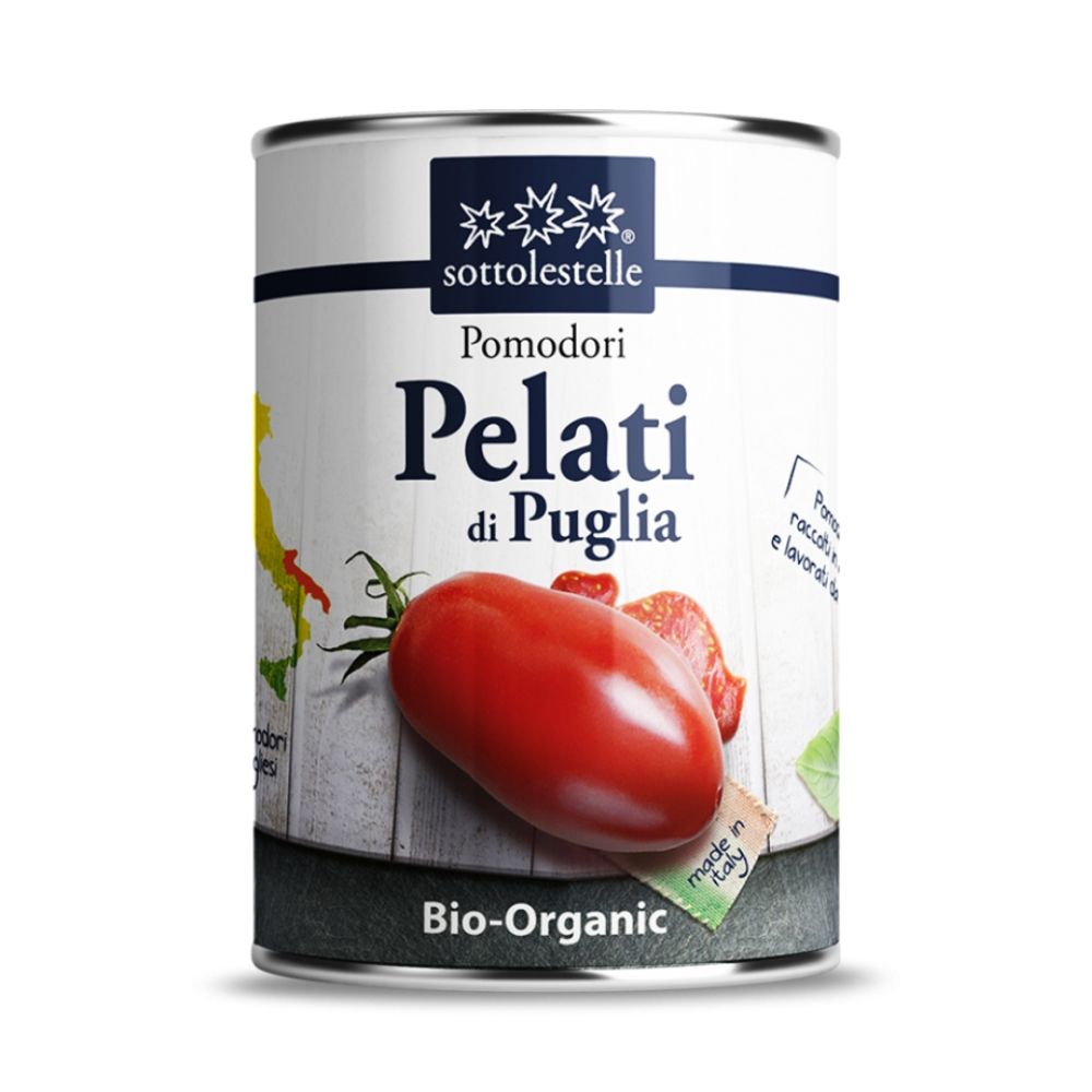 Cà chua Ý hữu cơ Bóc vỏ Sottolestelle 400g Organic Peeled Tomatoes