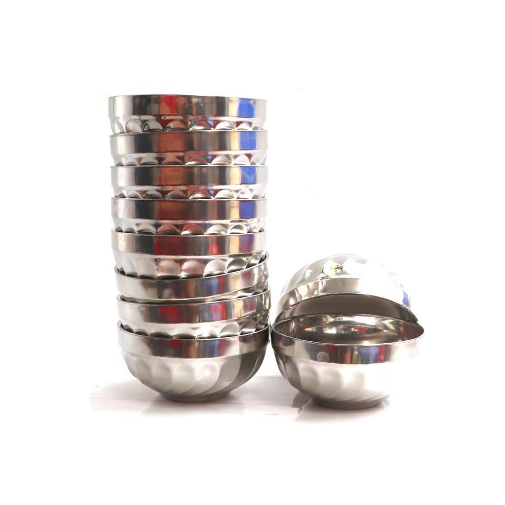 Bộ 10 chén inox Hoàng Gia 2 lớp cách nhiệt sáng bóng cao cấp