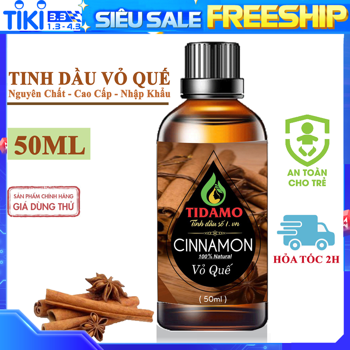 Tinh dầu Quế Nguyên Chất 50ML. Tinh Dầu Vỏ Quế Cao Cấp Nhập Khẩu Ấn Độ. Tinh Dầu Xông Phòng Kháng Khuẩn, Phòng Tránh Cảm Cúm - Dùng Với Máy Xông Tinh dầu