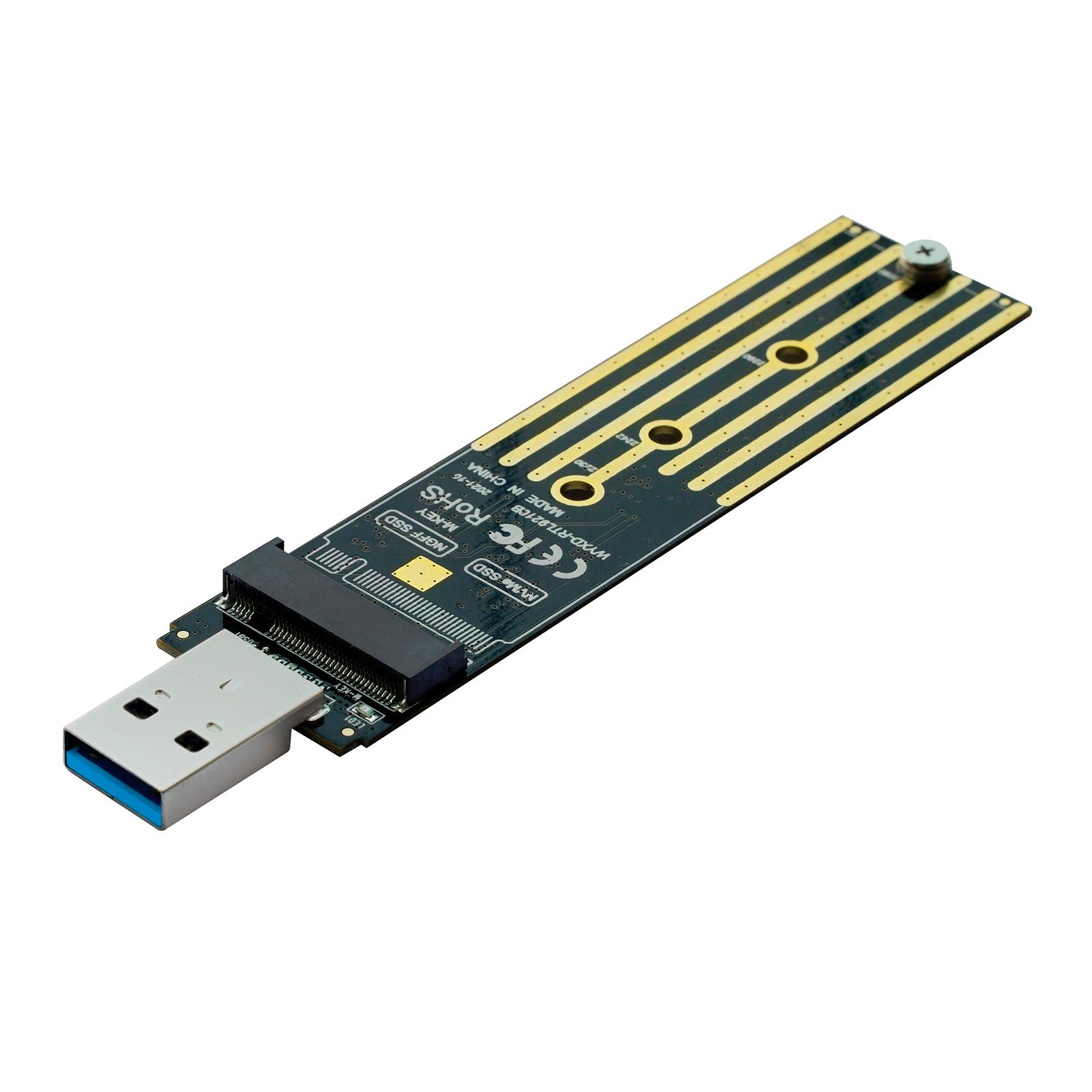 M2008 NVMe PCIe To USB3.1 Type A M.2 In-line Adapter Board 2 in 1 Support NVMe & SATA Dual Protocol