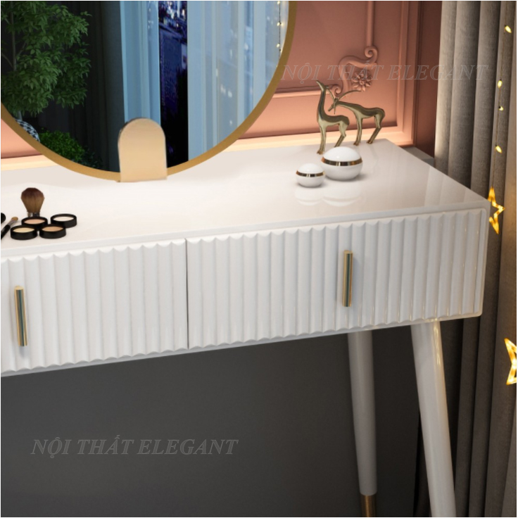 Bộ bàn trang điểm cao cấp Vanity, kiểu dáng hiện đại, trang nhã, sản phẩm bao gồm gương và ghế ngồi -EL-TD03