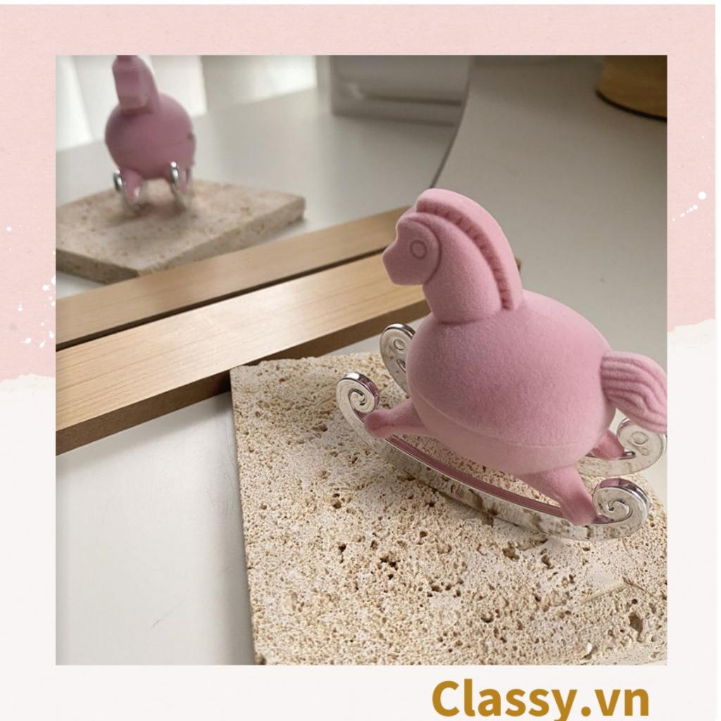 Hộp đựng nhẫn Classy, đựng trang sức hình chú ngựa hồng độc đáo Q1304