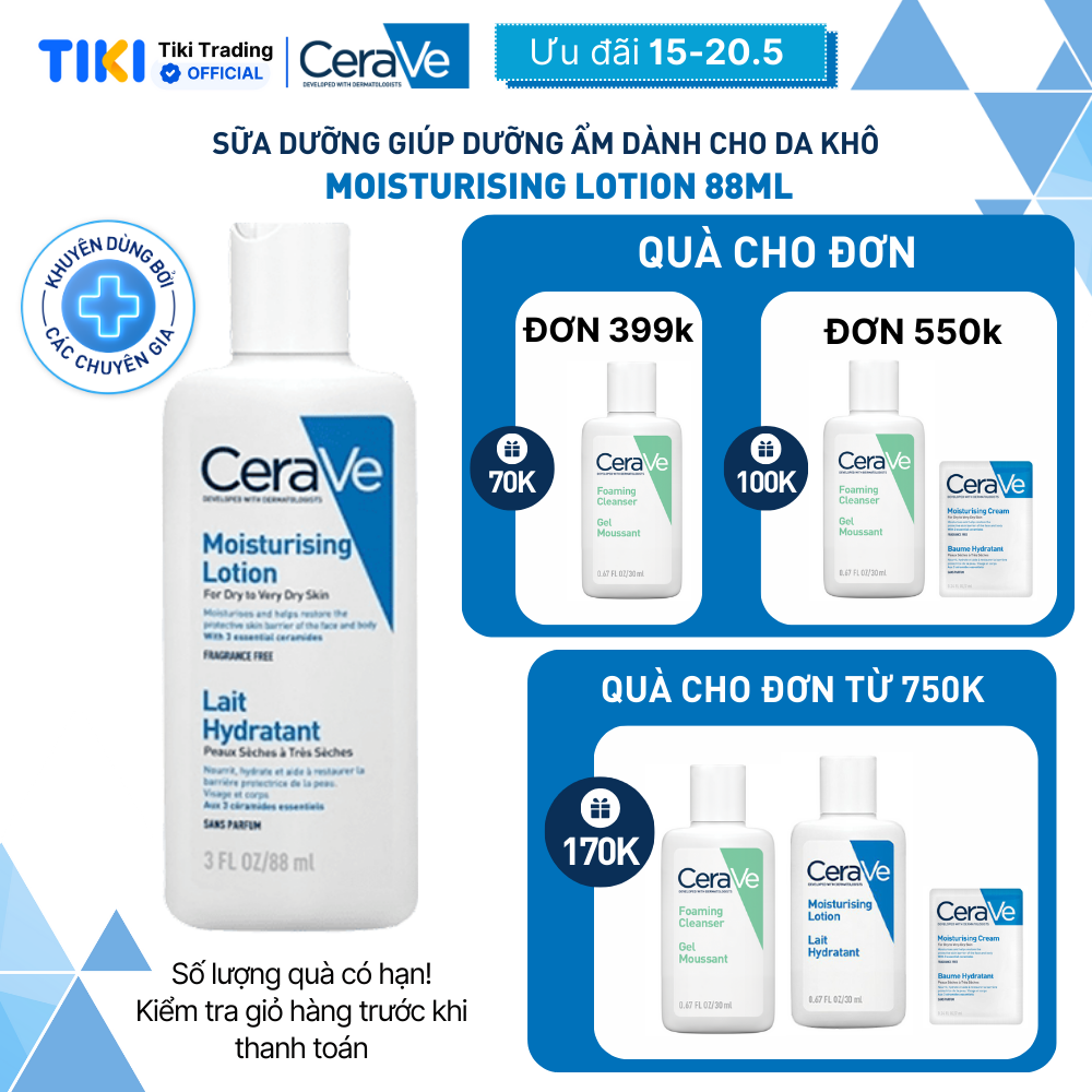 Sữa dưỡng giúp dưỡng ẩm dành cho da khô CeraVe Moisturising Lotion