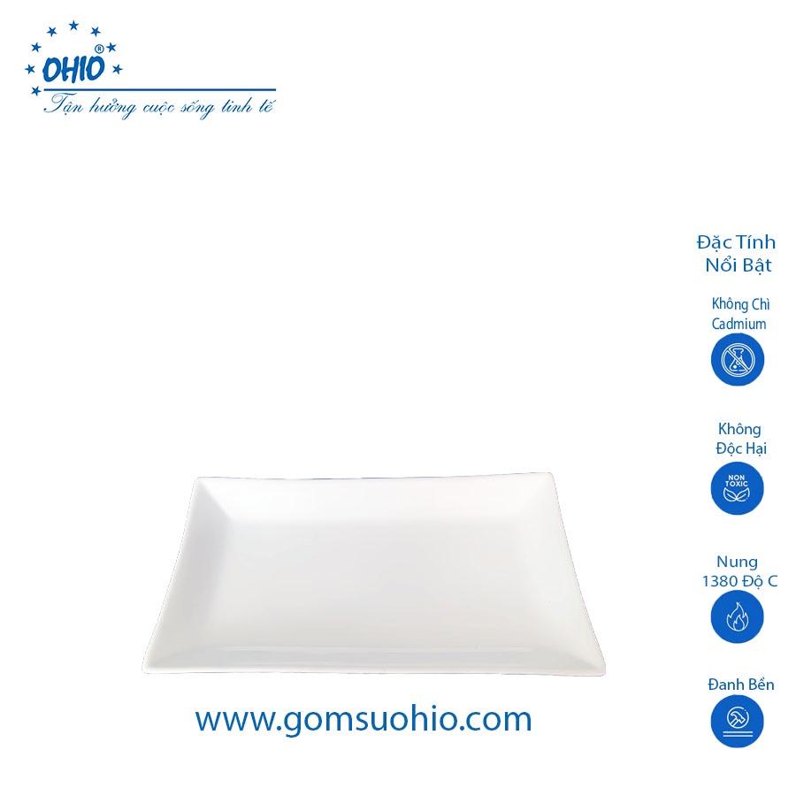 Khay Chữ Nhật 30cm Sứ Trắng OHIO