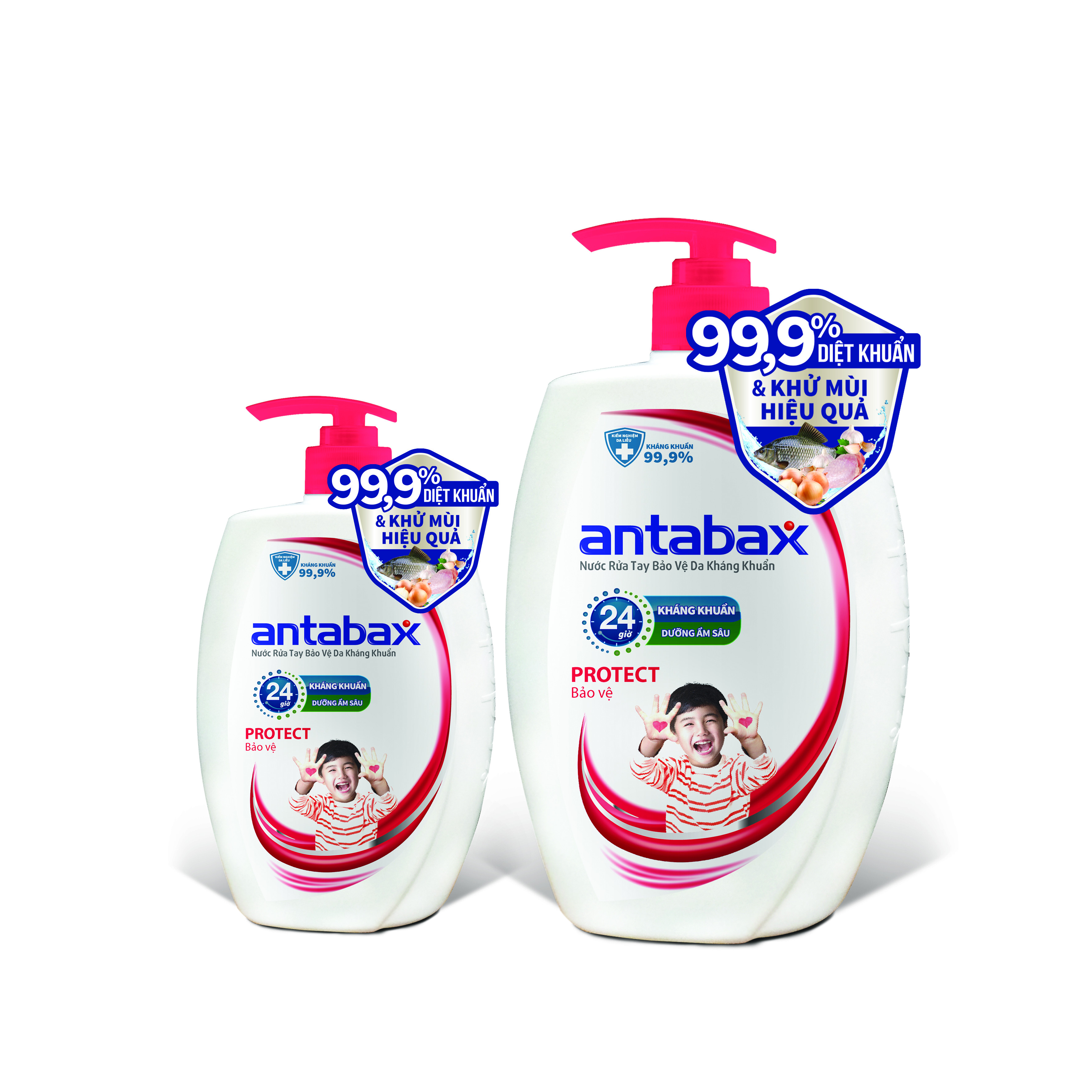 Combo Nước Rửa Tay Kháng Khuẩn ANTABAX 250ml &amp; 500ml - Loại bỏ 99.9% vi khuẩn (TẶNG kèm 12 gói sữa tắm  bỏ túi tiện lợi)