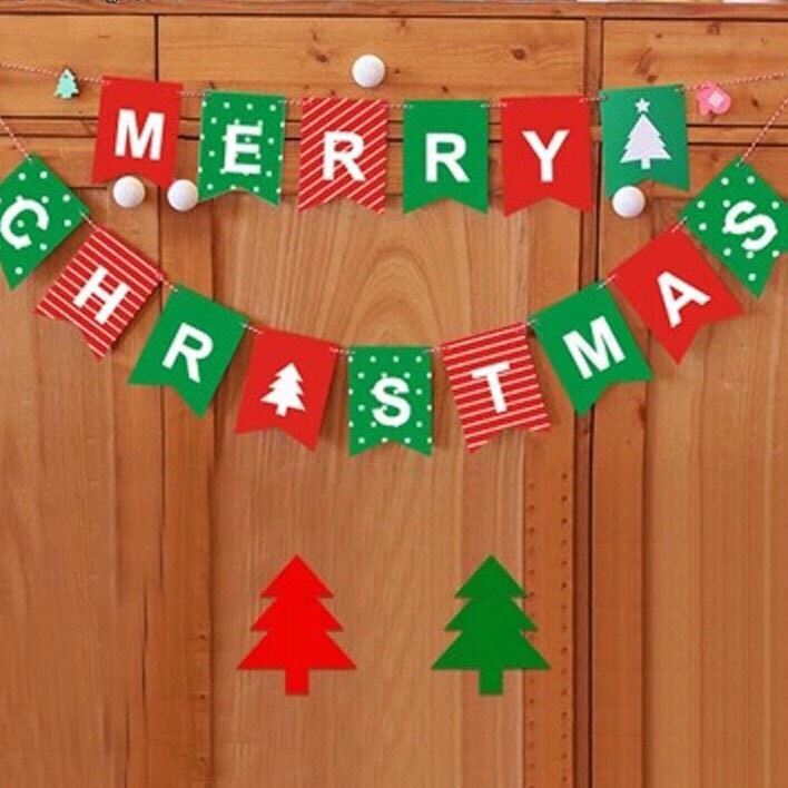 Dây Cờ Treo Chữ " Merry Christmas " Dùng Trang Trí Lễ Giáng Sinh Noel