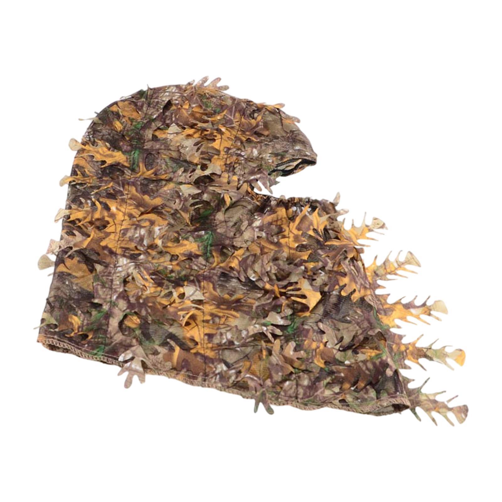 Leaf Camouflage Face Mask, Ghillie Hood, Eye Hole, Lightweight Camo Face Cover, Breathable Headwear for Hunting Shooting Men Women Hunting Gear