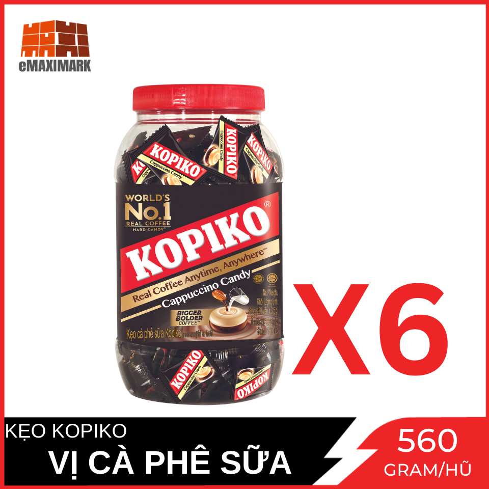 Kẹo cà phê Kopiko Cappuccino Hủ 600gX6
