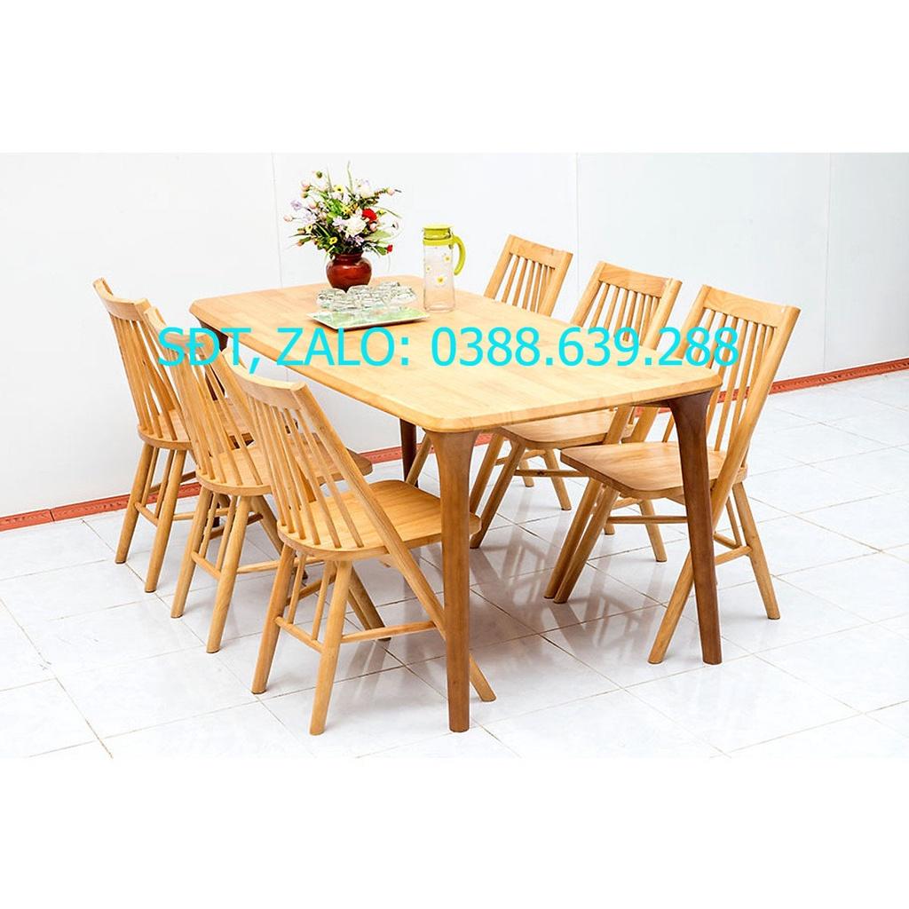 Bộ bàn ăn gỗ cao su Nội Thất Nhà Bên Nan 27 (Nâu nhạt)