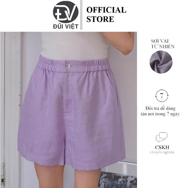 Quần short nữ Linen Lưng Cao Ống Rộng Phong Cách Hàn Quốc - Linen Short Đũi Việt