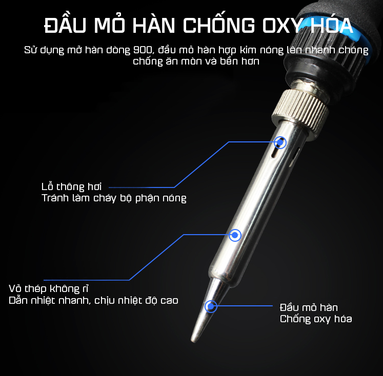 ROGTZ Mỏ Hàn Điều Chỉnh Nhiệt Độ 908DR 80W - Hàng Nhập Khẩu
