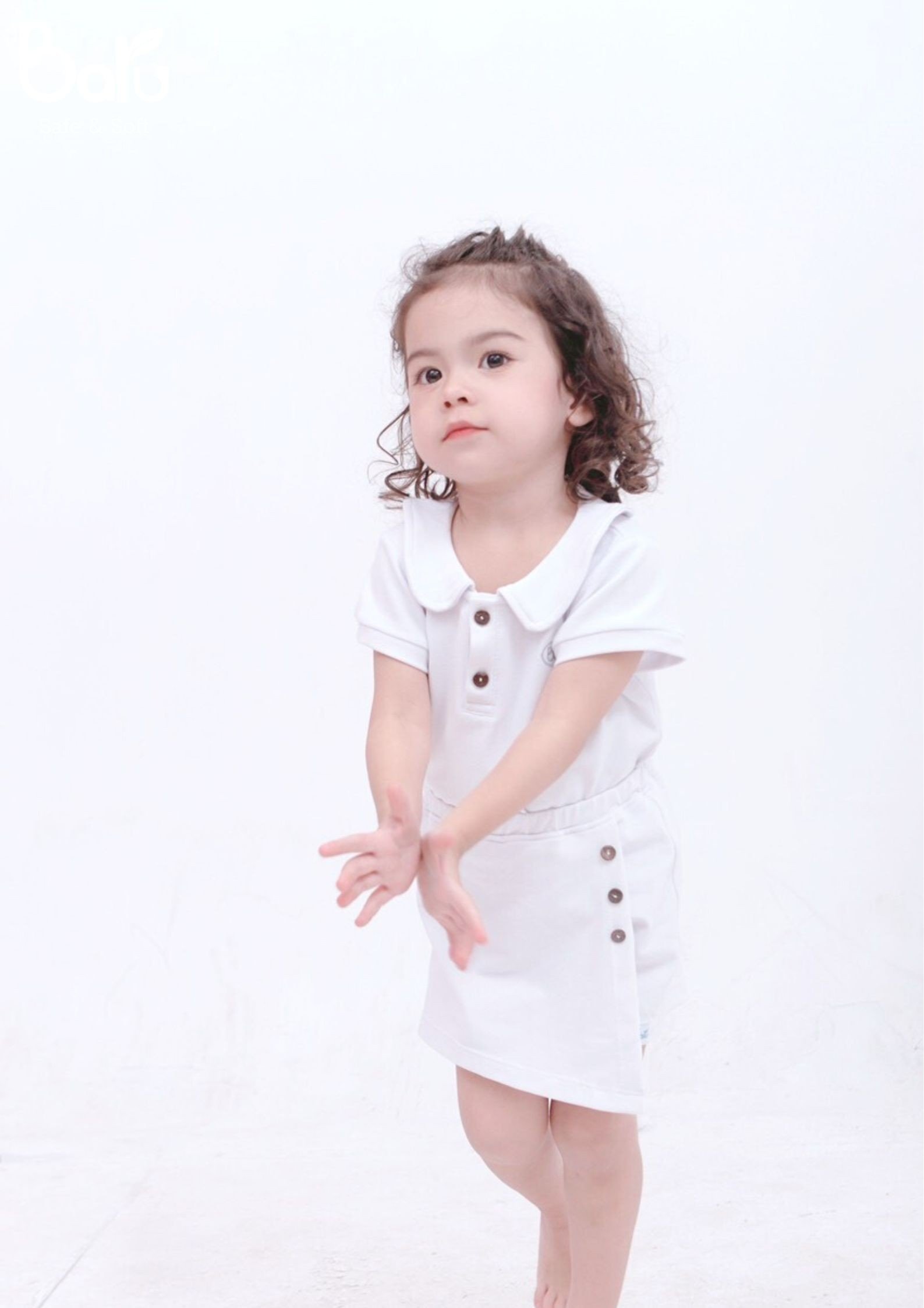 Bộ cộc tay polo kèm quần giả váy  BARU cho bé gái cotton 100%- thời trang trẻ em ( 6M -4Y )